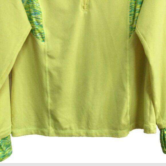 FILA Women L Pullover Athletic Performance Running 1/4 Zip Layered Yellow Green - Picture 3 of 7